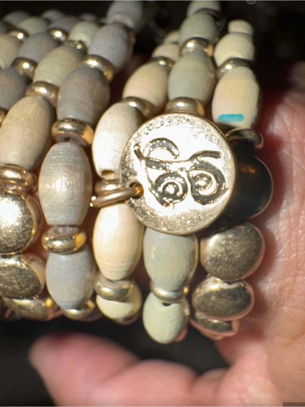 Plunder Gold-Accented Gray Beaded Tassel Earrings plus the bracelet - Picture 4 of 4